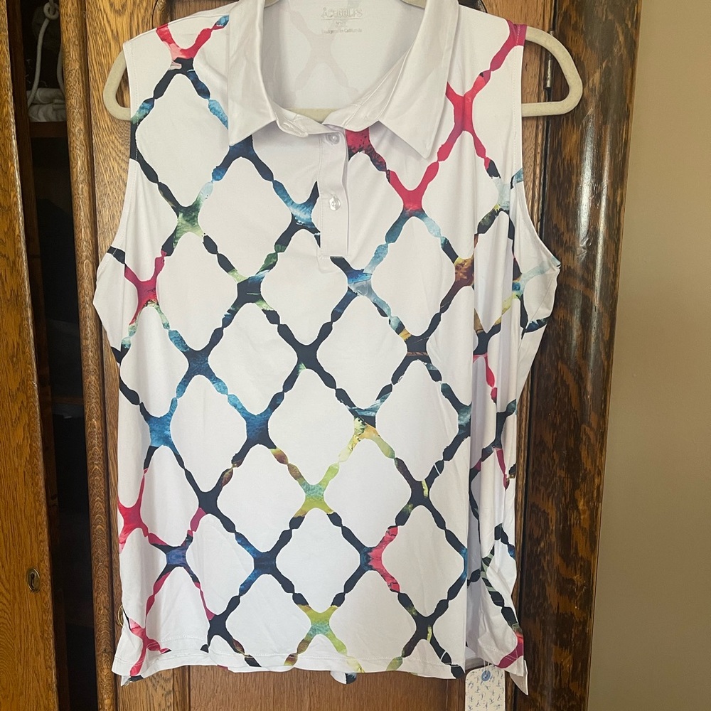 Colorful Sleeveless Collared Golf or Tennis top